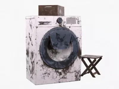 4K ruined laundry  decoration 3D model