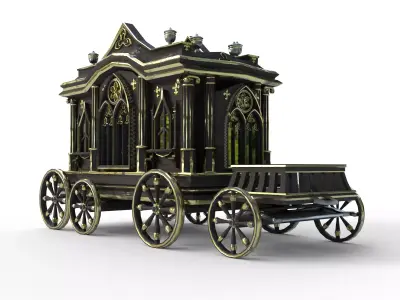 Stylized Luxury Wooden Carriage Low-poly 3D model