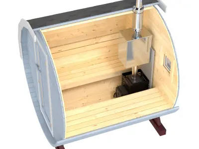 bathhouse wooden sauna with tiled roof 3D model