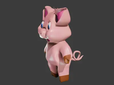 Cute Stylized Pig 3D Model with Low Poly  and Game Ready   Low-poly 3D model