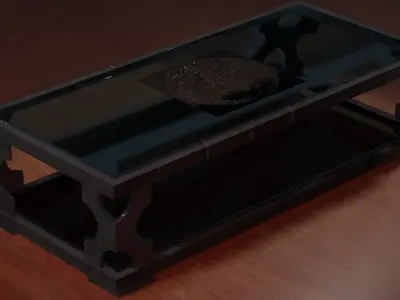 Glass and Metal Coffee Table With Full Moon Low-poly 3D model