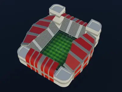 Football Stadium - Red Low-poly 3D model