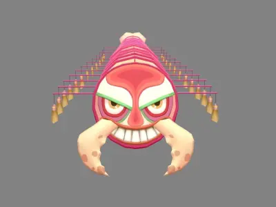 cartoon centipede kite - origami animals Low-poly 3D model