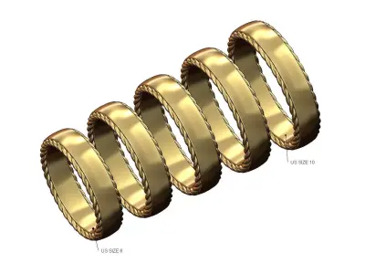 Rope sides fashion cigar band US sizes 6to10 3D print model
