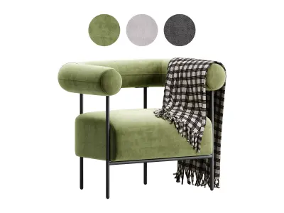 Fulbourn Rust Ochre Velvet Armchair 3D model