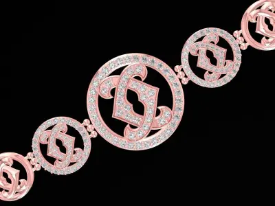 Luxury Round Logo Link Bracelet for Women  3277 3D print model