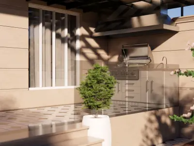 Backyard design Free low-poly 3D model