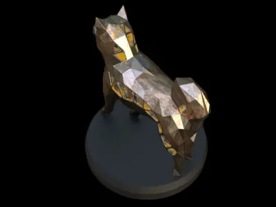 Steampunk Shiba Inu Dog Pose Low-poly 3D model