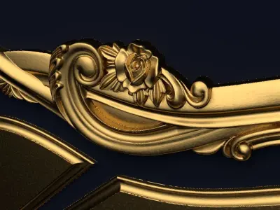 Classic Carved Bed 3D model 01 3D model