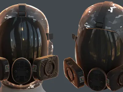 Gas mask helmet 3d model scifi Low-poly  Low-poly 3D model