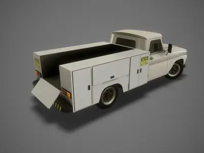 Game ready service truck Low-poly 3D model