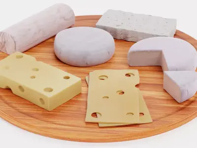 -Cheese Set on Board- 3D model