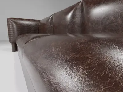 Luxury Contemporary Couch Leather 3 Seat Free 3D model