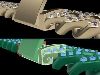 Cuban Diamond Chain Bracelet Necklace Link SIZE 8MM Width 3D print model