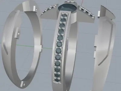 Ring 3d wedding with diamonds and onyx 3D print model