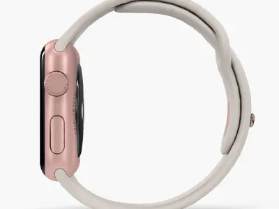 Apple Watch Rose Gold Aluminum Case Stone Sport Band Low-poly 3D model
