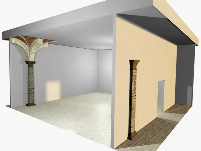 Vaulting 2-2   Romanic  500cm spaced  thin arches and thin curbs Low-poly 3D model