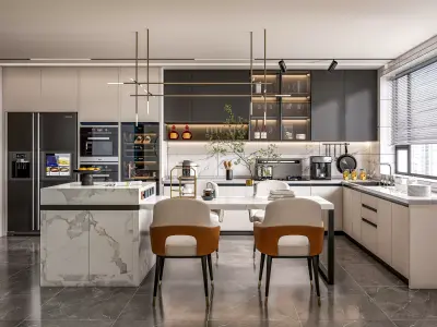 Kitchen fully parametric Resizable manufacturable 0063 3D model