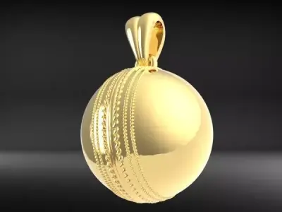 Solid Cricket Ball Pendant Necklace Jewelry 3D print model