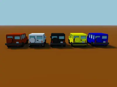 Voxel Jeep Low-poly 3D model