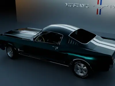 Mustang 1965 Rigged Complete Car With Engine 3d model Low-poly 3D model