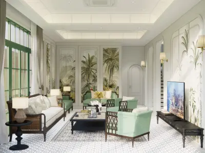 Indochine villa interior 3D model