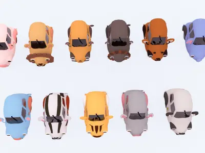 Animal Car Toys Pack 01 Low-poly 3D model