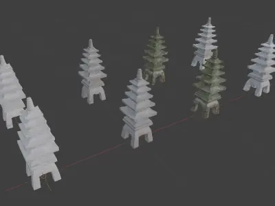 Pagoda Stone Statue Low-poly 3D model