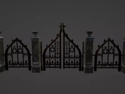Cemetery Gothic Fence Low-poly 3D model
