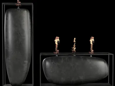 Dramatic Overscale Flames - Sculptural Candle Set Low-poly 3D model