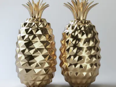 Golden Pineapple Decorations 3D model