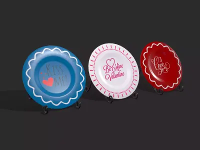 Valentines Day Decoration Plates Low-poly 3D model
