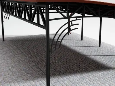 Carport metal structure with roof 3D model