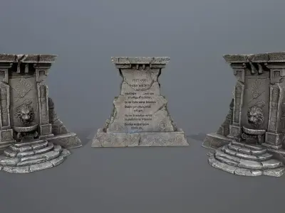Lion fountain Low-poly 3D model