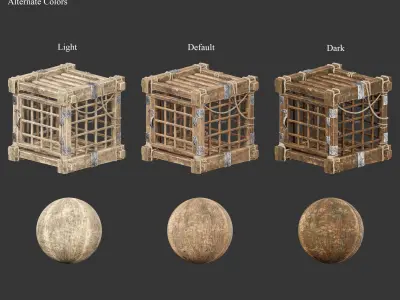 Medieval Containers Wooden Cages Low-poly 3D model