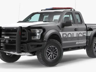 Police Pickup Truck Modern Generic Rigged 3D model