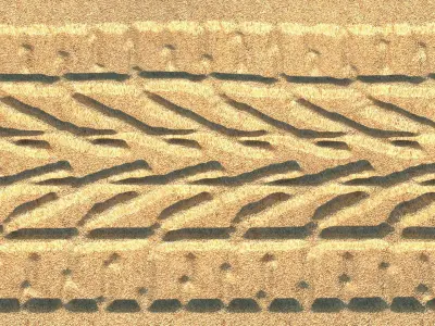 Car Tire Track On The Sand 3D model