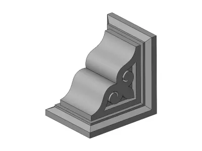 Floral scroll carved Corbel bracket 3D print model