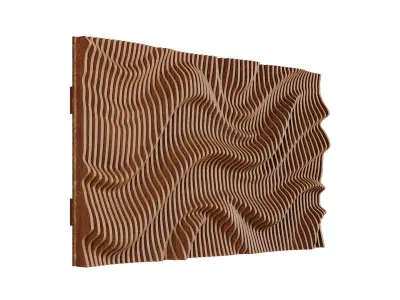 Parametric Wavy Wooden Wall Decor 09 - wood cutting machines  3D model