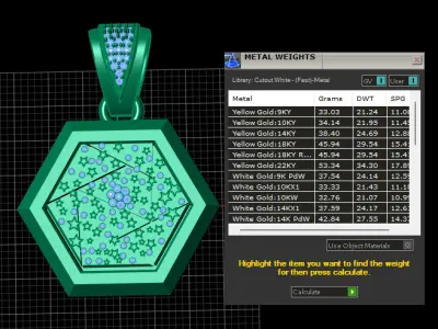 HEXAGON SHAPE LUXURY PENDANT 3D PRINTABLE MODEL 3D print model