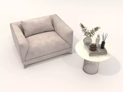 Modern Coffee Table and Armchair Set 64 3D model