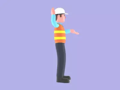 3D Cartoon Male Architect Character-Confused and Frustrated Pose 3D model