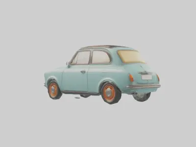 Retro Compact Car model Low-poly 3D model