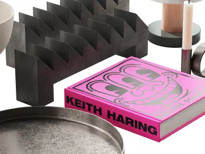 052 Living decor set PINK AND PILLAR 00 3D model