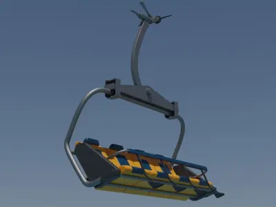 Armchair for ski lift for four seats 3D model