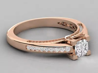 Round Diamond Floral Halo Engagement Ring CAD Design Luxury 3D print model