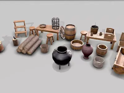 Low Poly Game-Ready PBR Medieval Assets 3D model