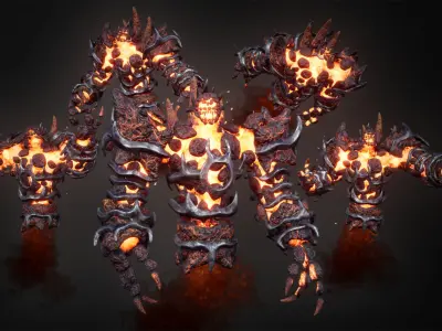 Hell Golem Warrior Low-poly game engine ready 3D model Low-poly 3D model