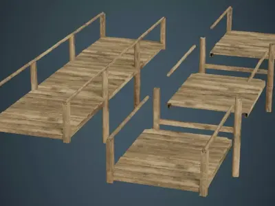 Plank Bridge 2A Low-poly 3D model