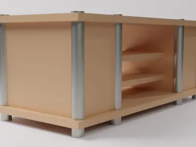 WOODEN TV RACK Low-poly 3D model